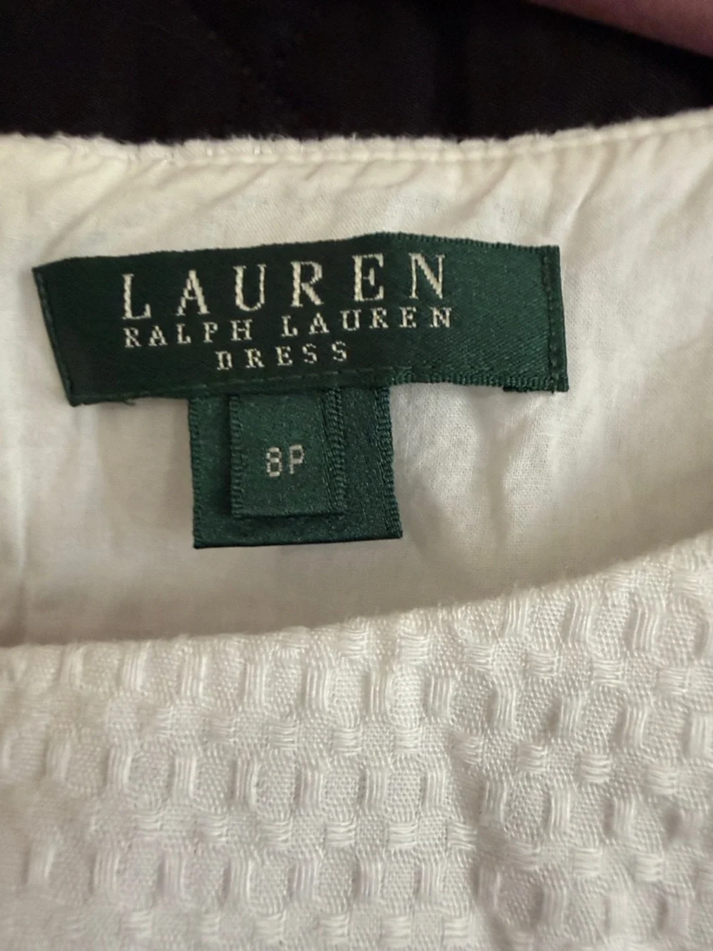 Lauren Ralph Lauren White Textured Cotton Fit & Flare Dress 8P Petite - Picture 2 of 12